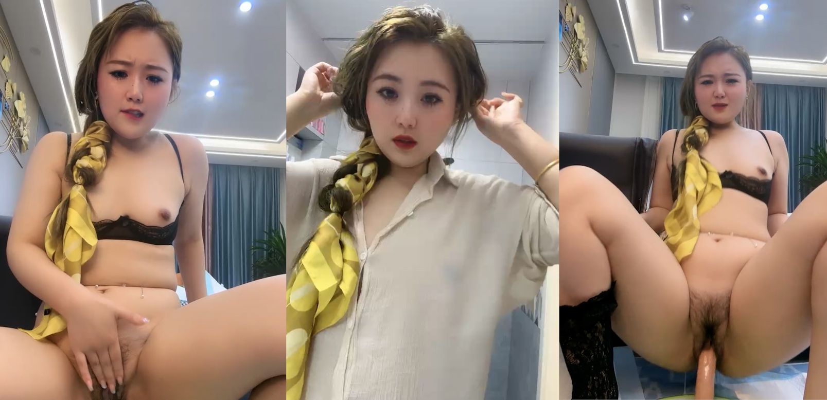 气质甜美胖妹妹！身材肉肉假屌自慰！放在地上多毛骚穴骑坐,上上下下抽插高潮喷水,爽的脸多红了