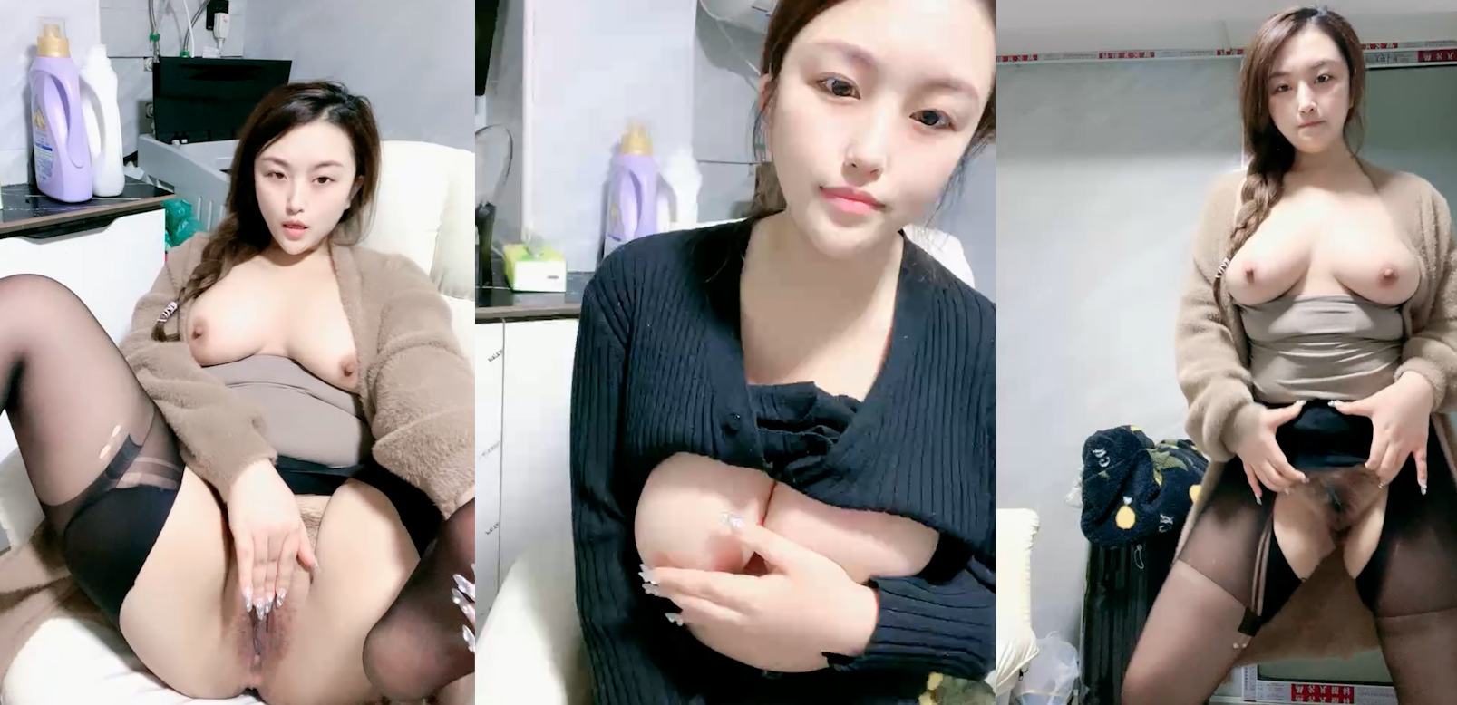 诱人的小少妇,深夜一个人在厨房偷偷的骚给狼友看,全程露脸揉捏性感的大奶子,开档丝袜肥美鲍鱼自慰呻吟
