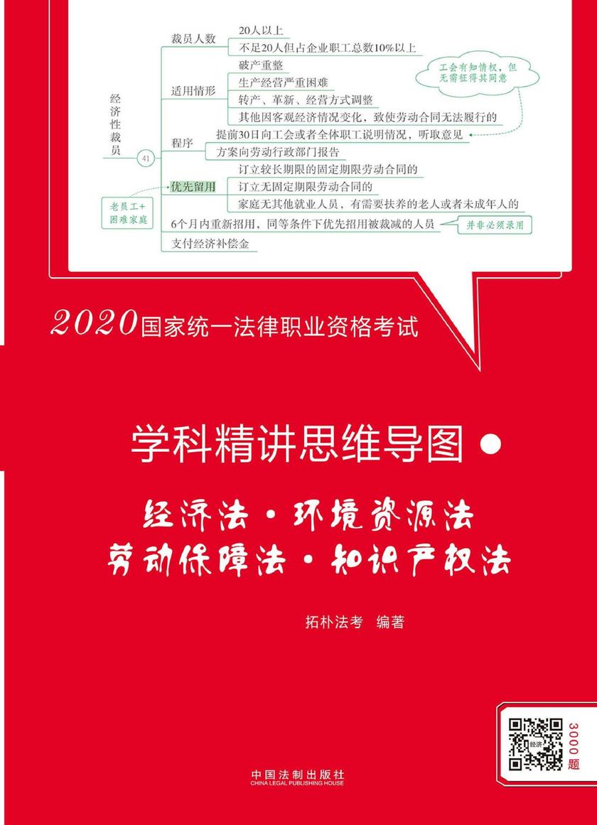 2020国家统一法律职业资格考试学科精讲思维导图:经济法?环境资源法?劳动保障法?知识产权法【拓朴学科精讲思维导图】