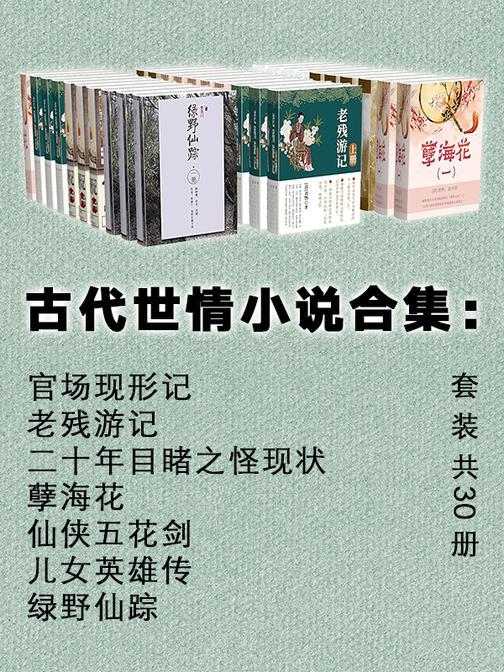 古代世情小说合集:官场现形记+老残游记+二十年目睹之怪现状+孽海花+仙侠五花剑+儿女英雄传+绿野仙踪(套装共30册)