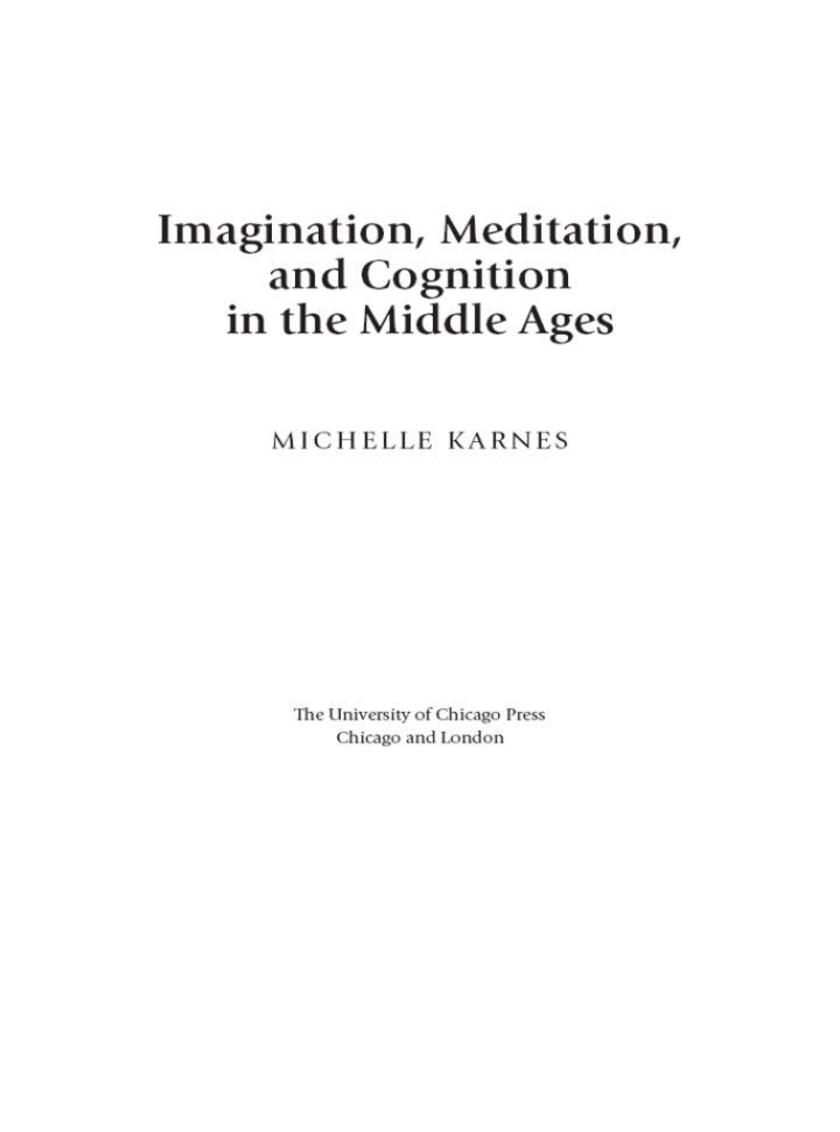 Imagination, Meditation, and Cognition in the Middle Ages